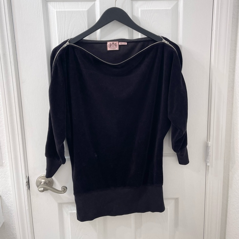 JUICY COUTURE Velvet long sleeve with zippers sweater Y2K